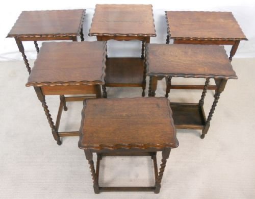 Six Oak Barley Twist Occasional Tables