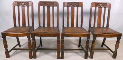 Set of Four Oak Highback Dining Chairs