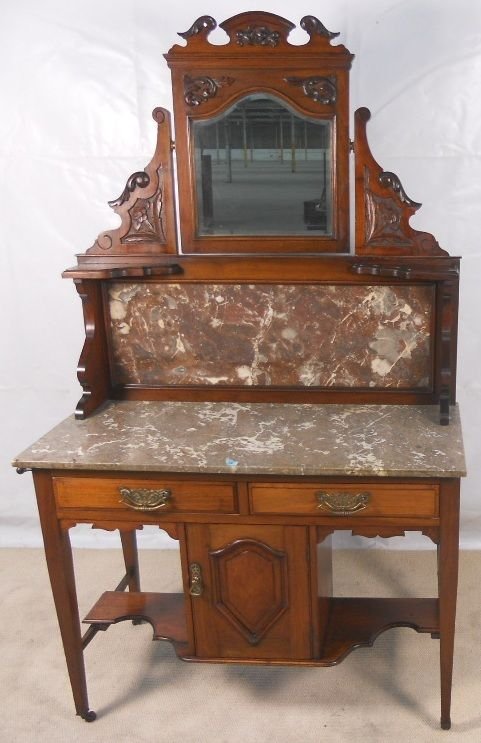 Edwardian Mahogany Marble Washstand