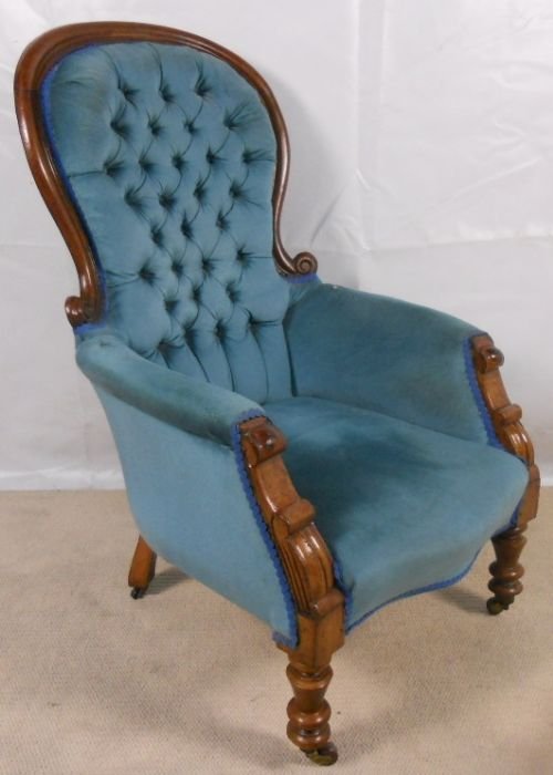 Victorian Mahogany Balloon Back Fireside Armchair