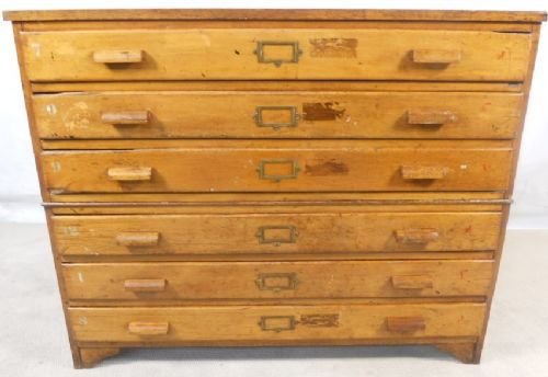 Beech & Ply Wood Six Drawer Plan Chest