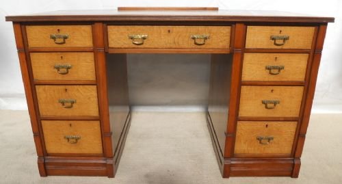 Edwardian Walnut Fronted Kneehole Desk
