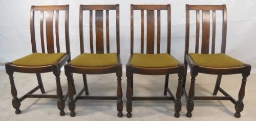 Set of Four Oak Highback Dining Chairs