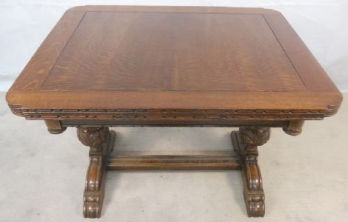 Carved Oak Extending Dining Table to Seat Eight