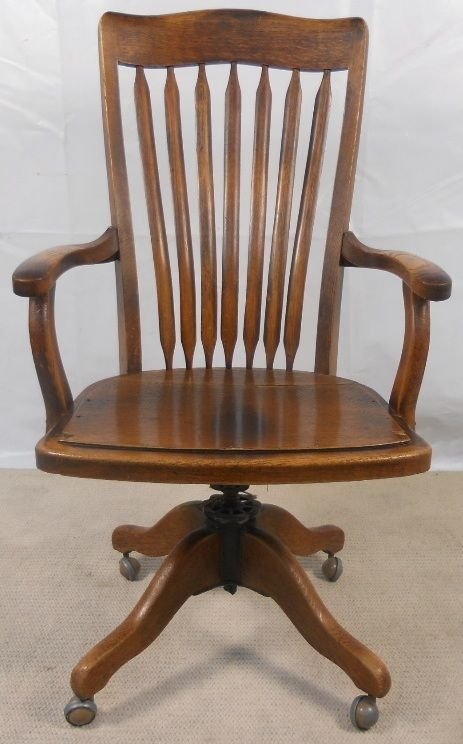 Oak Swivel Office Armchair