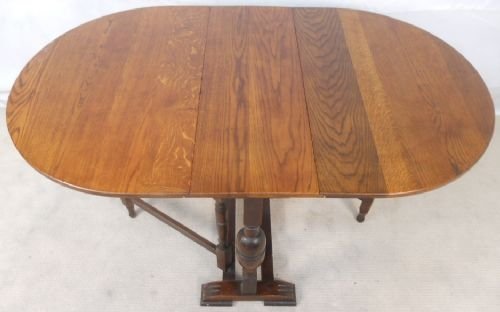 Solid Oak Top Dropleaf Dining Table to Seat Six