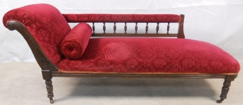 Edwardian Railback Chaise Longue Couch Settee