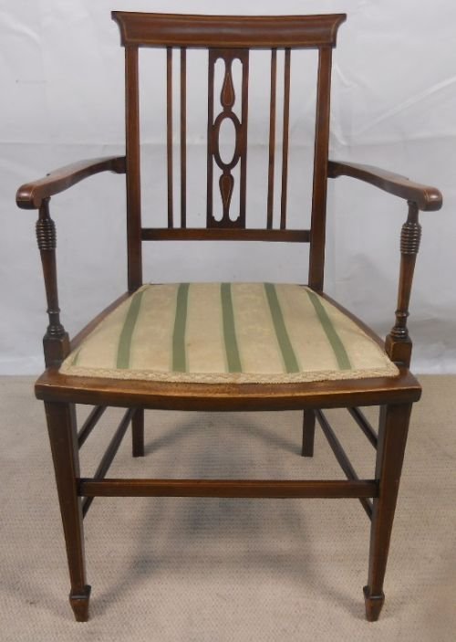 Edwardian Inlaid Mahogany Salon Armchair