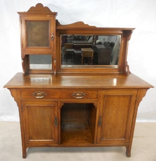 Art Nouveau Oak Mirrorback Sideboard