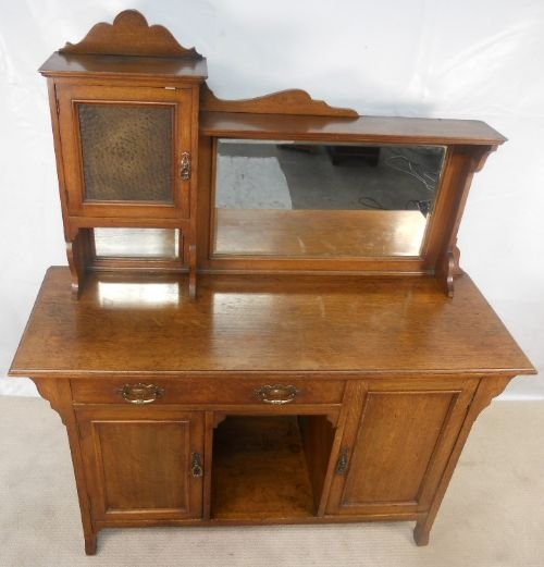 fig 1. Art Nouveau Oak Mirrorback Sideboard