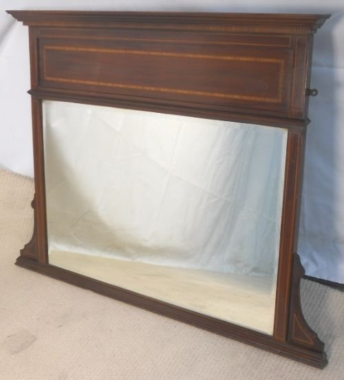 Edwardian Inlaid Mahogany Overmantle Mirror