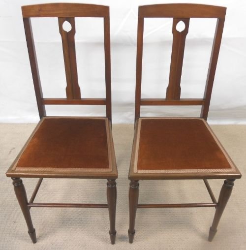 Pair Art Nouveau Mahogany Hall Chairs