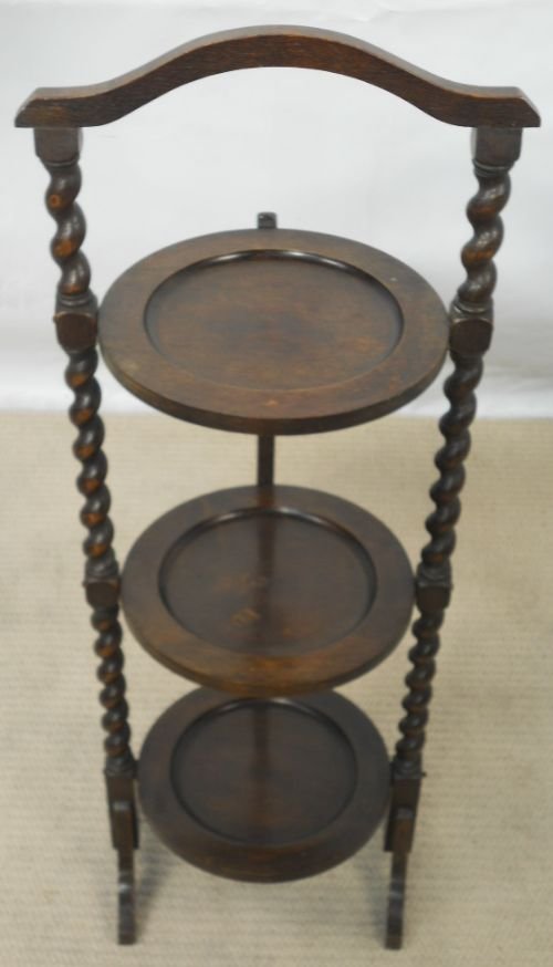 Oak Barley Twist Folding Cake Stand