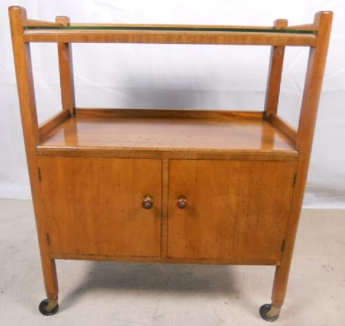 Deco Walnut Two Tier Tea Trolley Dinner Wagon