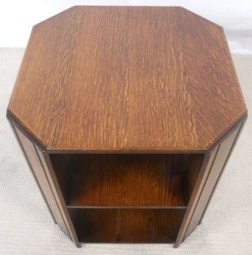 Octagonal Top Oak Coffee Table Book Stand