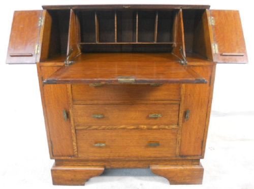 Oak Writing Bureau Desk Workstation