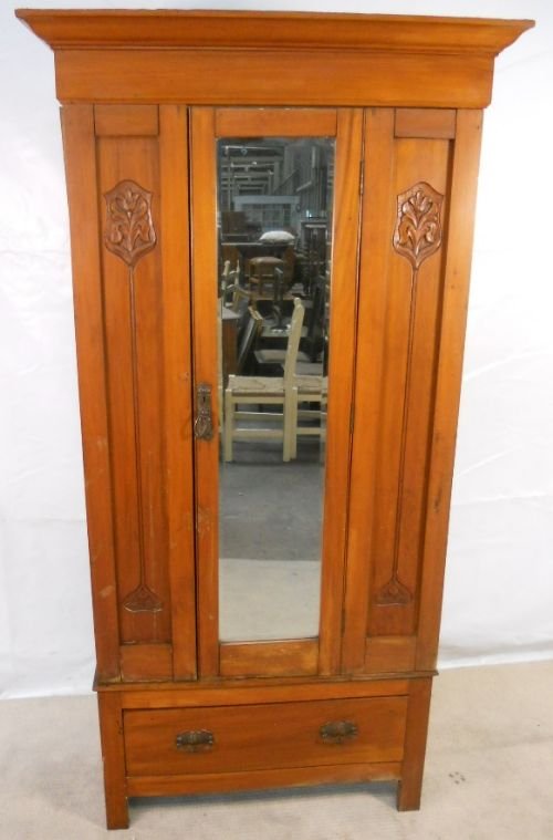 Edwardian Satin Walnut Single Hanging Wardrobe