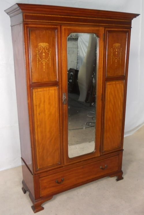 fig 1. Edwardian Inlaid Mahogany Hanging Wardrobe