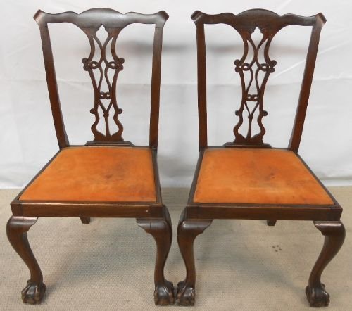 Pair Chippendale Style Mahogany Dining Chairs