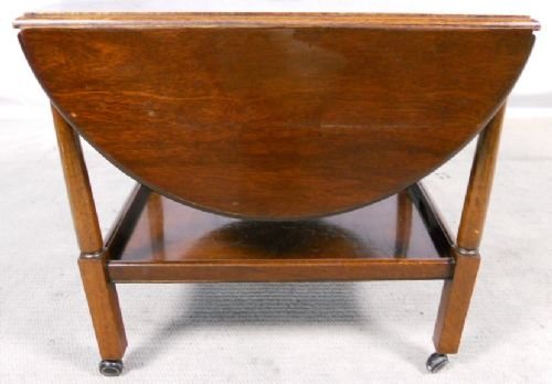 Mahogany Oval Dropleaf Two Tier Tea Trolley