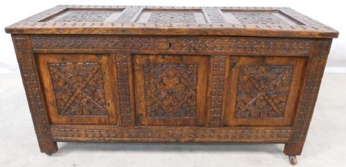 Carved Oak Blanket Chest