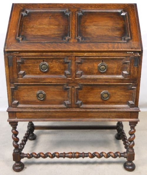 Jacobean Style Oak Writing Bureau Desk