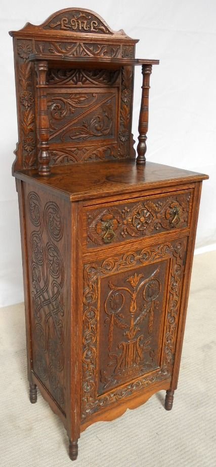 Victorian Carved Oak Standing Cabinet