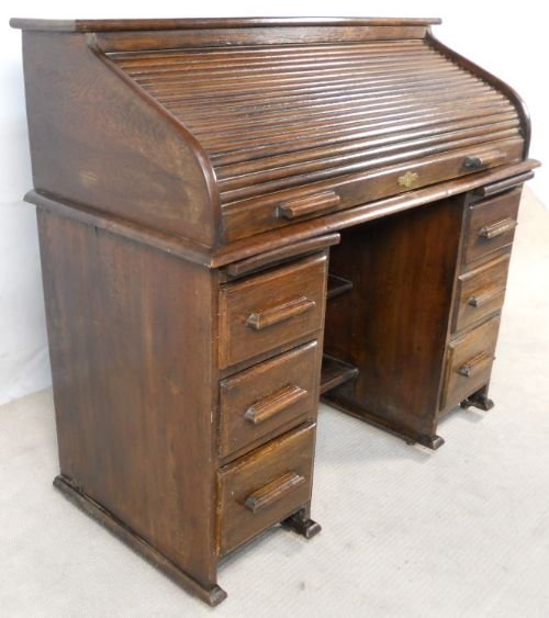 fig 1. Oak Rolltop Desk Workstation