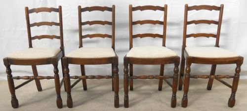 Set of Four Beech & Elm Ladderback Dining Chairs