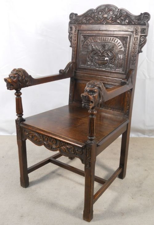 Victorian Carved Oak Hall Armchair
