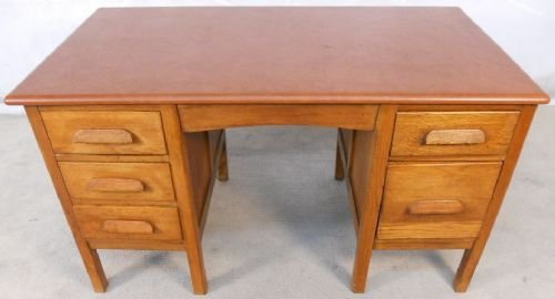 Golden Oak Kneehole Writing Desk Work Table