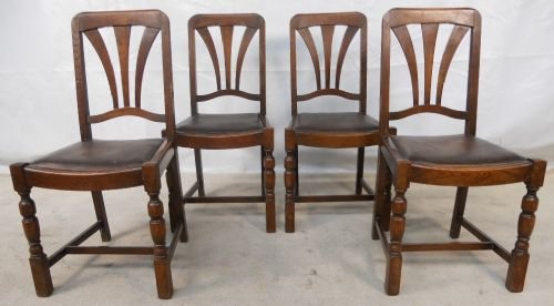Set of Four Oak & Beech Dining Chairs