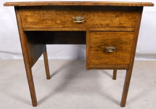 Edwardian Small Oak Kneehole Writing Desk