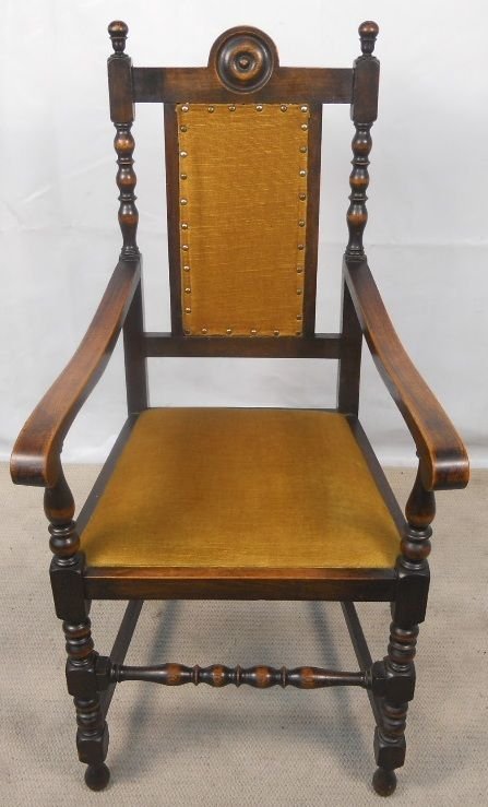 Antique Jacobean Style Highback Carver Armchair