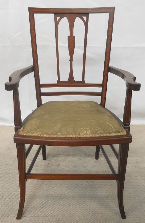 Edwardian Inlaid Mahogany Salon Armchair