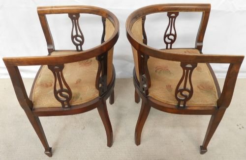 Pair of Edwardian Mahogany Tub Armchairs