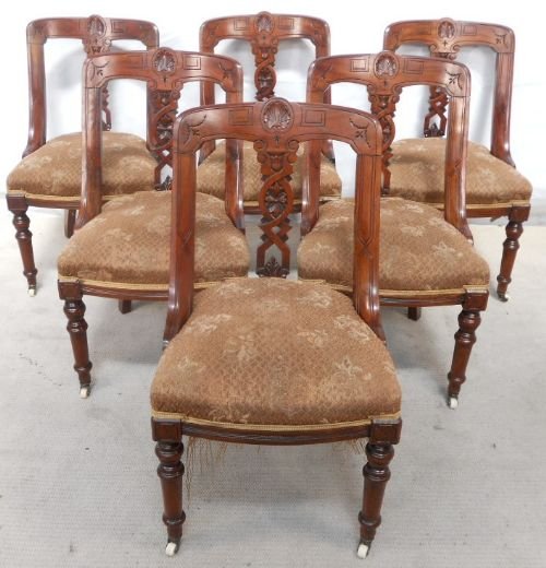 Set of Six Victorian Mahogany Dining Chairs