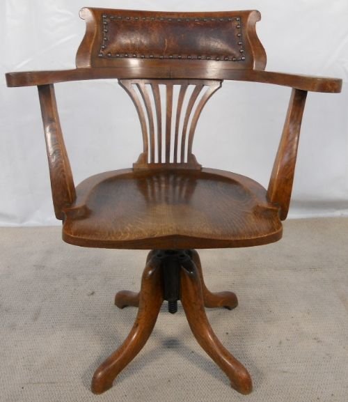 Victorian Oak Swivel Office Armchair