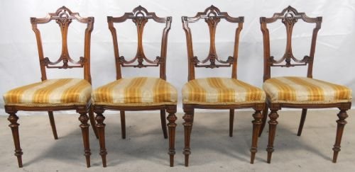 Set of Four Victorian Walnut Dining Chairs