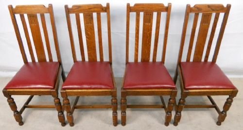 Set of Four Highback Oak Dining Chairs