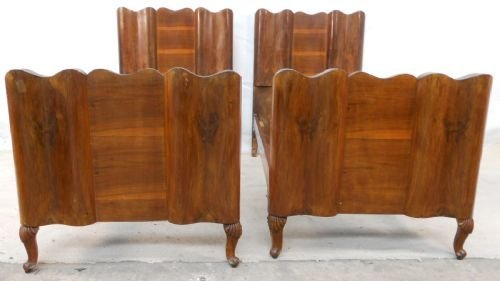 Pair Italian Shaped Walnut Single Beds