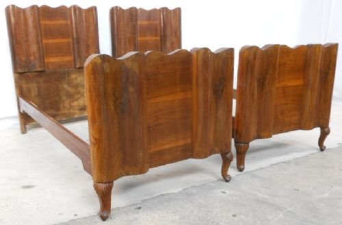 fig 1. Pair Italian Shaped Walnut Single Beds