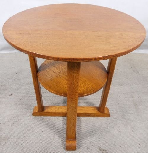 Arts & Craft Period Light Oak Circular Coffee Table
