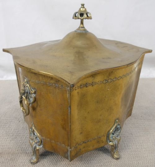 Edwardian Brass Shaped Coal Box