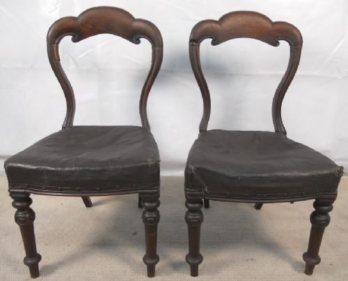 Pair Victorian Mahogany Dining Chairs for Re-upholstery