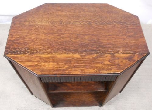 Octagonal Shaped Oak Coffee Table Bookcase