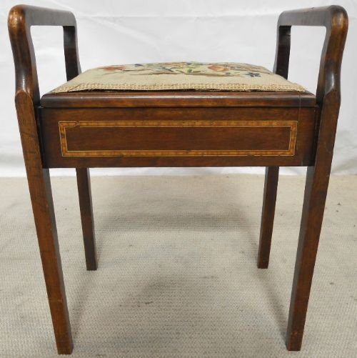 Inlaid Mahogany & Beech Edwardian Piano Stool
