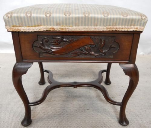 Georgian Style Carved Mahogany Piano Stool