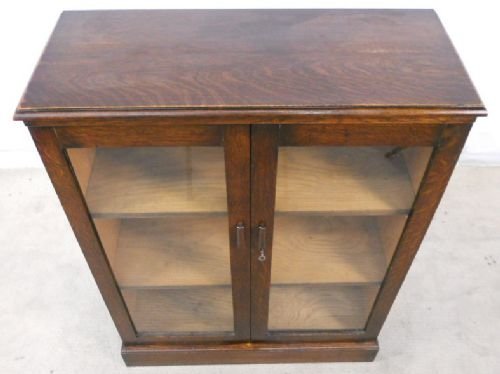 Oak Glazed Door Bookcase Cabinet