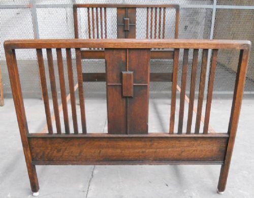 Edwardian Oak Double Rail Bedstead